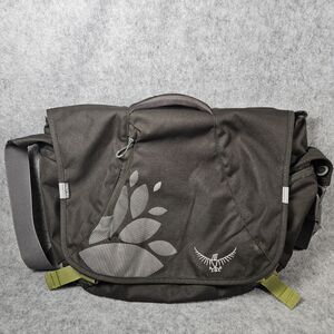 Osprey Flap Jill Courier Black Grey Logo Messenger Bag Vintage Y2K